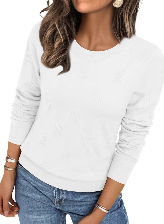 LILLUSORY Women Long Sleeve Pullover Sweaters Fall Clothes 2025, White, XL - Image 1