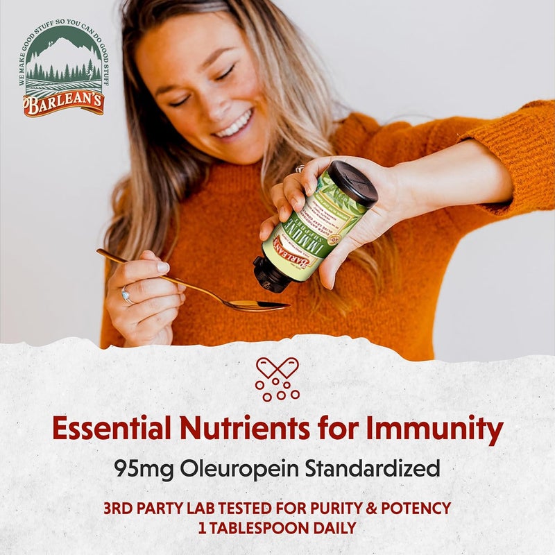 Barleans Olive Leaf Complex Liquid Immune Support Supplement with 95mg Oleuropein Antioxidants for Seasonal Wellness Heart Health  Immune System Booster 16 Ounce - Image 5