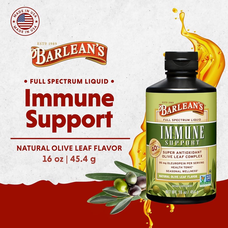 Barleans Olive Leaf Complex Liquid Immune Support Supplement with 95mg Oleuropein Antioxidants for Seasonal Wellness Heart Health  Immune System Booster 16 Ounce - Image 2