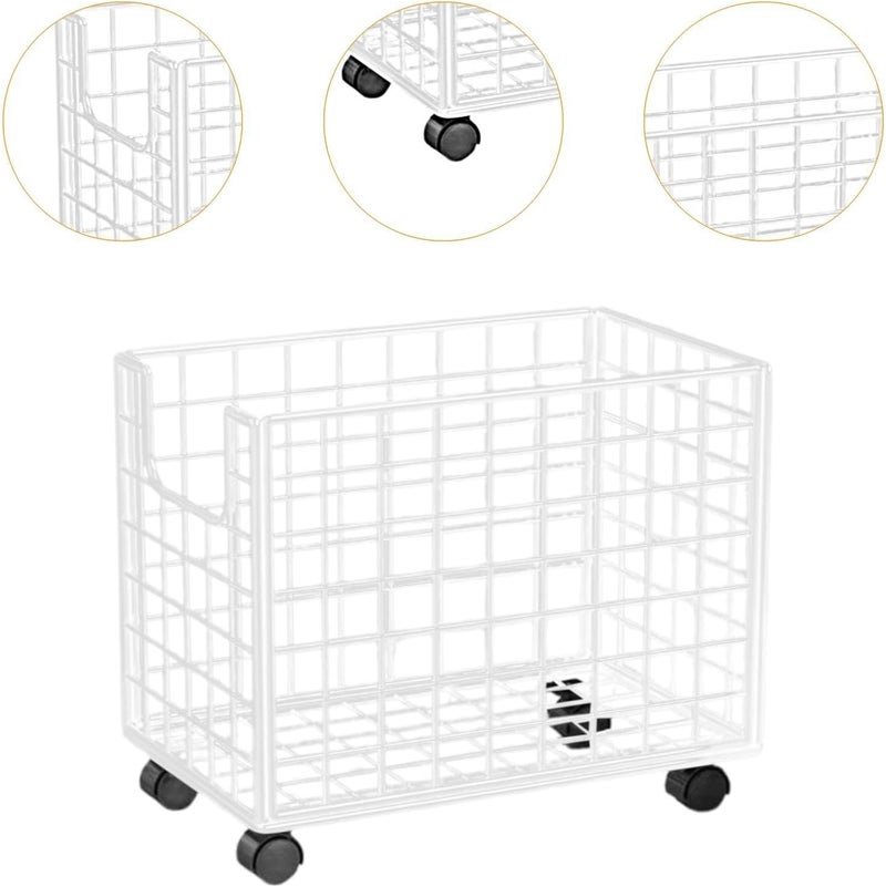 Lavandería Basket, Laundry Basket with Wheels Organizer of Multipurpose Iron Wire Dirty Clothing Cover for Bedroom, White - Image 3