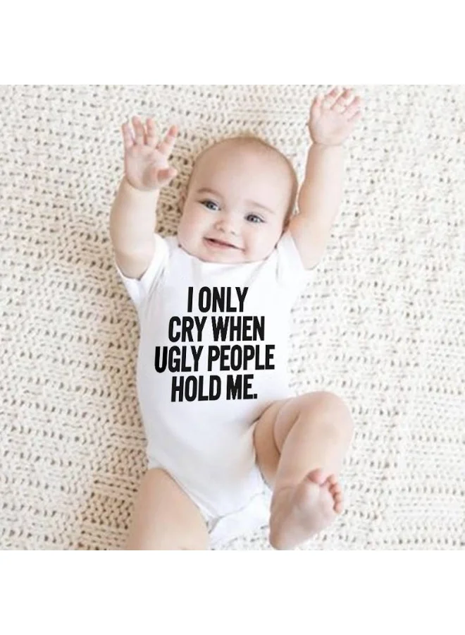 ماتشينج فاميلي اوتفيتس رومبير للأطفال - أبكي فقط عندما يحملني الغرباء | جمبسوت قطني ناعم ومرح لحديثي الولادة للأولاد والبنات