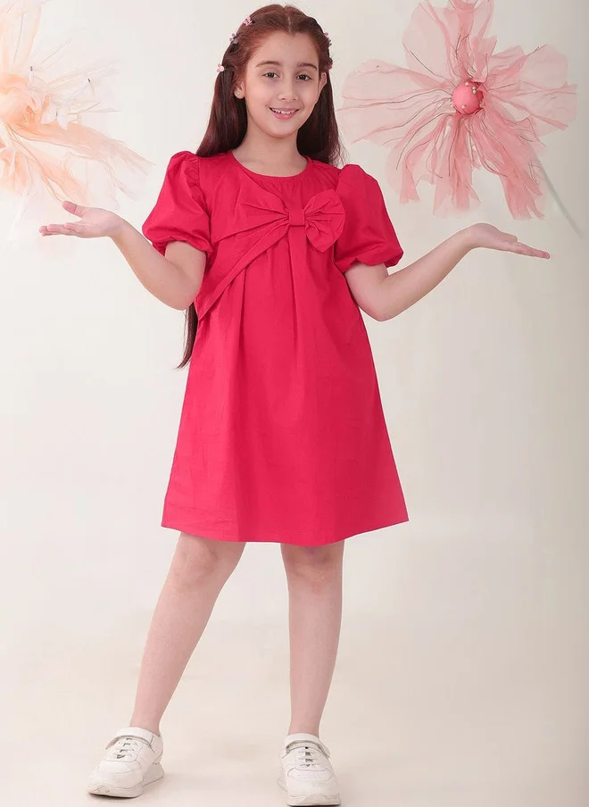 Bonkids BONKIDS Red Satin Fit & Flare Dress for Girls