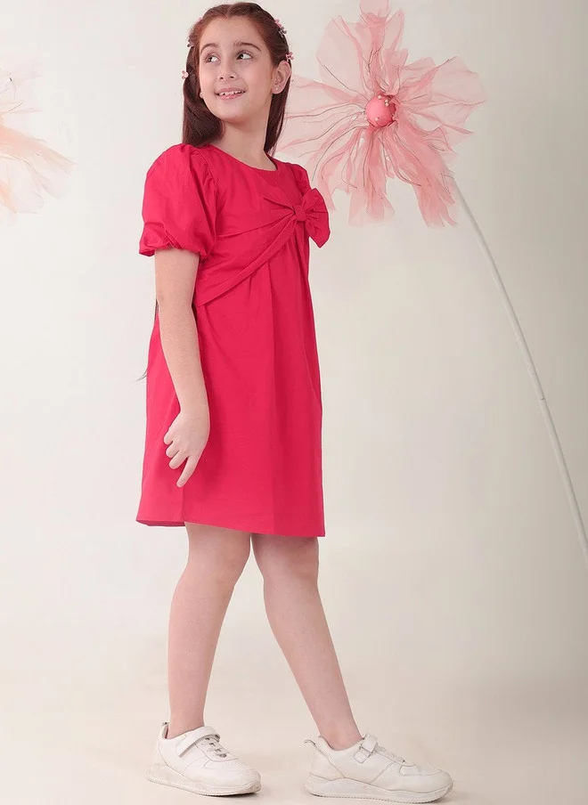 Bonkids BONKIDS Red Satin Fit & Flare Dress for Girls