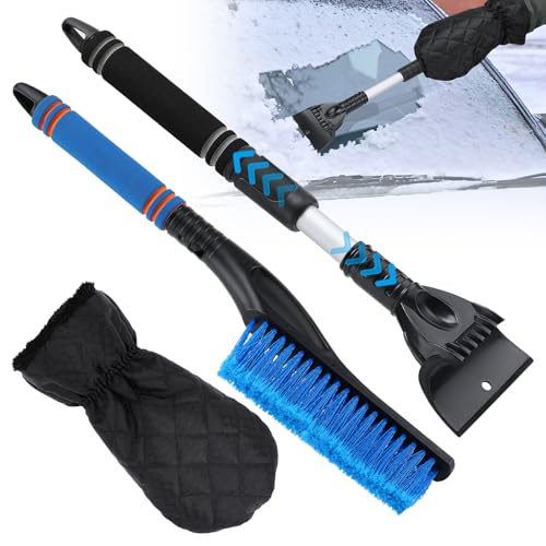 Acostop Snow Brush & Ice Scraper for Car Windshield with Glove - 16.5"-23" Extendable Snow Scraper Long Handle Brush Warm Glove Kit for Remove Quickly Automotive/Cars/Trucks/SUVs - Image 1