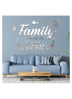 SYOSI 3D Acrylic Mirror Decal Wall Decor Stickers Family Letter Quotes Wall Stickers Removable DIY Motivational Family Butterfly Mirror Stickers for Home Living Room Bedroom Office Wall Decorations  - Image 1