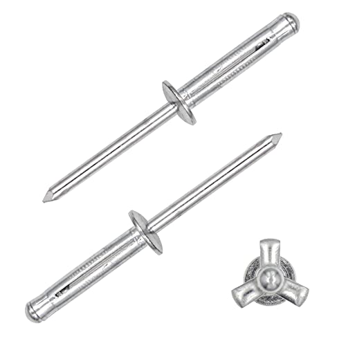 ALLCLEAN 3/16" x 1" Tri-Fold Rivets Assortment - 50Pcs,Silver Tri-fold Exploding Pop Rivets Solid Aluminum Tri Grip Rivets Bulb Style Rivets for Kayak Marine Boat - Image 1