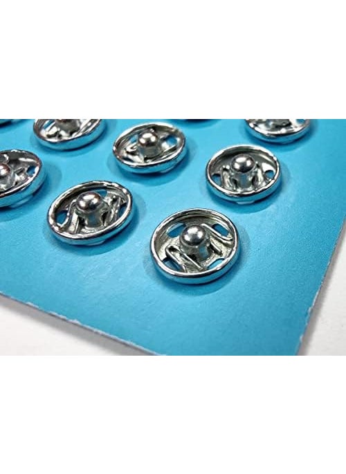 RIANZ RIANZ Embroidery Material 8 MM Silver Tich Buttons (Fancy Buttons/Snap Buttons/Clip Buttons/Chit Buttons/Hook Buttons) for Clothes Craft,Dressmaking and Sewing Purpose (Silver - Pack of 40 Buttons)  - Image 5