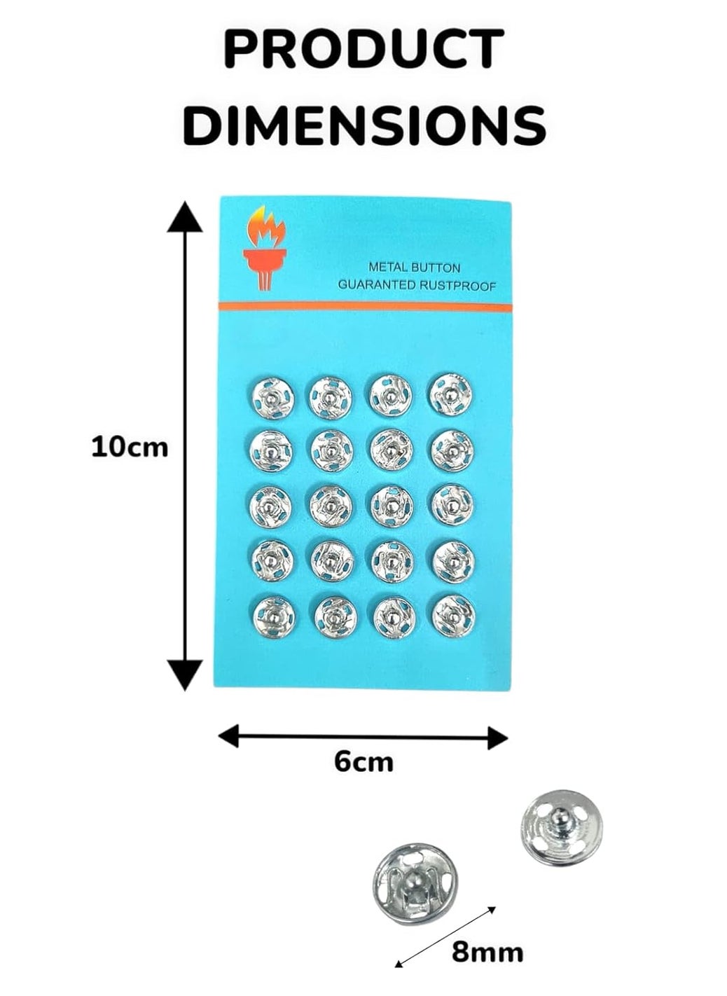 RIANZ RIANZ Embroidery Material 8 MM Silver Tich Buttons (Fancy Buttons/Snap Buttons/Clip Buttons/Chit Buttons/Hook Buttons) for Clothes Craft,Dressmaking and Sewing Purpose (Silver - Pack of 40 Buttons)  - Image 2
