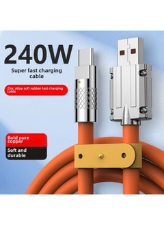 Bold 240W Data Line Typec Fast Charging For Huawei Glory Xiaomi Mobile Phone Tablet Typec Charging Line 7A-Color:Flamingo Orange [bold 1 Pack] Flat Round Blind Plug- 1.5m [official Premium Bold] Flash Charging With Night Light