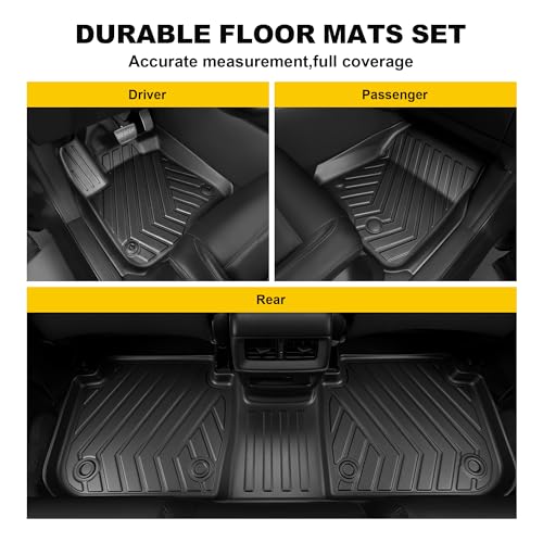 TTX LIGHTING Floor Mats Fit for Honda HRV 2026 2025 2024 2023 Sport/LX/EX-L (Gasoline & Hybrid) & for Acura ADX 2025-2026, All Weather TPE Custom Fit HR-V Anti-Slip Floor Liners, 1st & 2nd Row, Black - Image 3