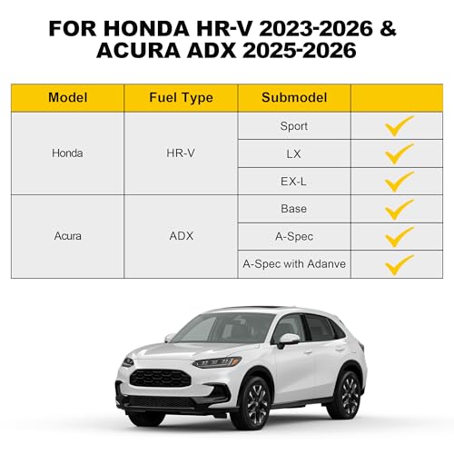 TTX LIGHTING Floor Mats Fit for Honda HRV 2026 2025 2024 2023 Sport/LX/EX-L (Gasoline & Hybrid) & for Acura ADX 2025-2026, All Weather TPE Custom Fit HR-V Anti-Slip Floor Liners, 1st & 2nd Row, Black - Image 2