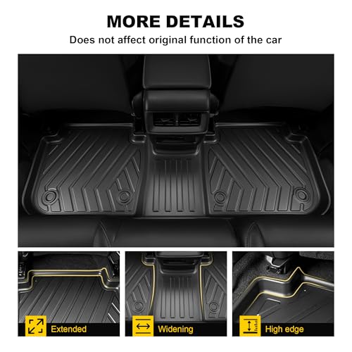 TTX LIGHTING Floor Mats Fit for Honda HRV 2026 2025 2024 2023 Sport/LX/EX-L (Gasoline & Hybrid) & for Acura ADX 2025-2026, All Weather TPE Custom Fit HR-V Anti-Slip Floor Liners, 1st & 2nd Row, Black - Image 5