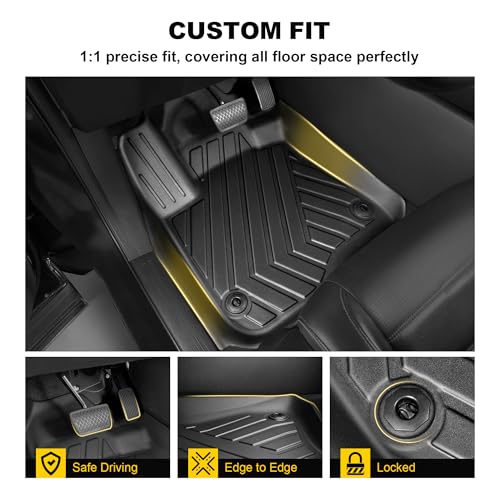 TTX LIGHTING Floor Mats Fit for Honda HRV 2026 2025 2024 2023 Sport/LX/EX-L (Gasoline & Hybrid) & for Acura ADX 2025-2026, All Weather TPE Custom Fit HR-V Anti-Slip Floor Liners, 1st & 2nd Row, Black - Image 4