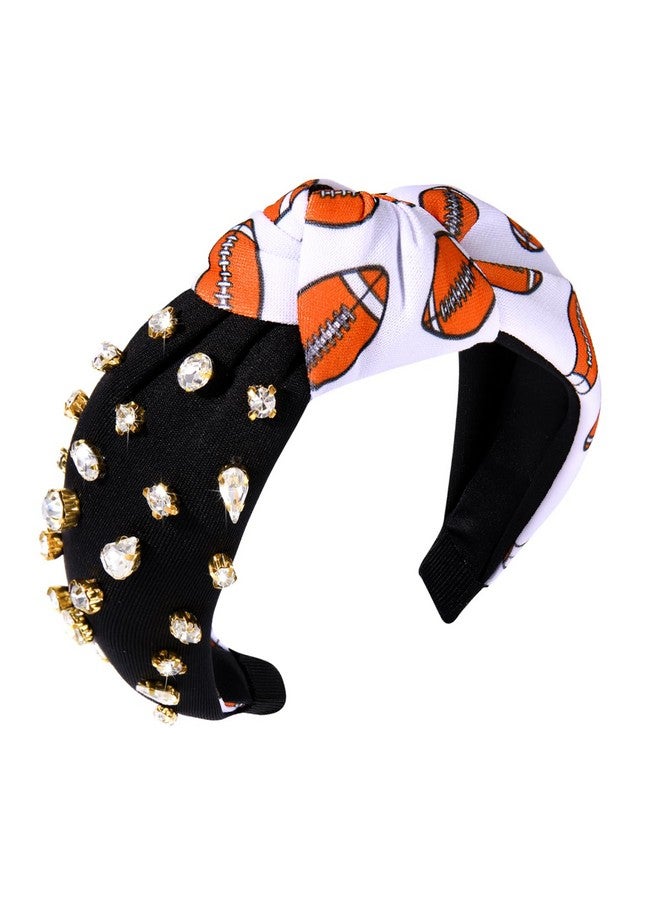 CEALXHENY أربطة رأس يوم المباراة كرة القدم البيسبول أربطة رأس للنساء مزينة بالأحجار الكريمة أربطة رأس معقودة مزينة بالأحجار اللامعة أربطة رأس عريضة مزينة برباط علوي للرياضة إكسسوارات شعر يوم المباراة - Image 1