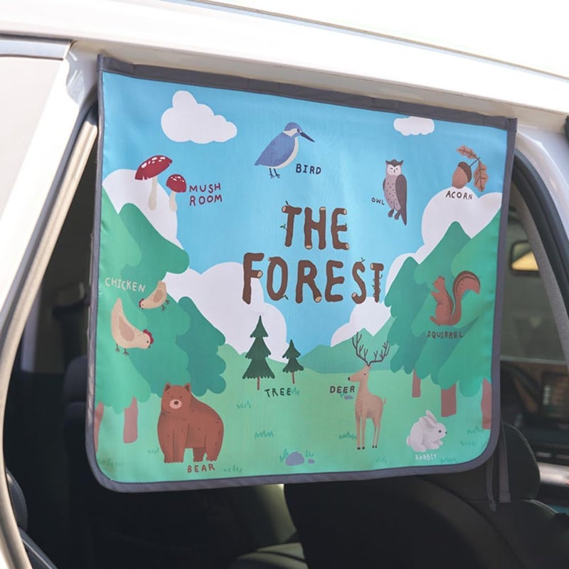 bebedeco Magnet Car Sun Shade Curtain for Side Window for Baby Kids Children - Sunshade Protector Sun Blocker Blind (The Forest Season2) - Image 1