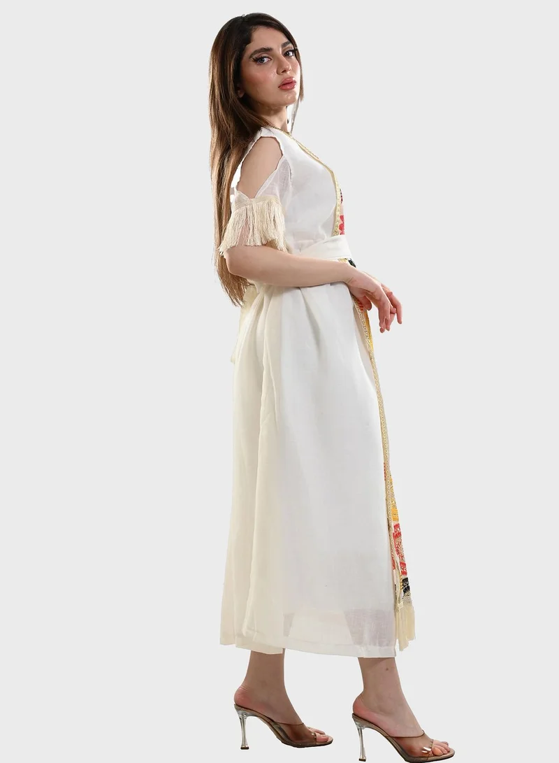 TOP TATO Colorblock Belted Jalabiya