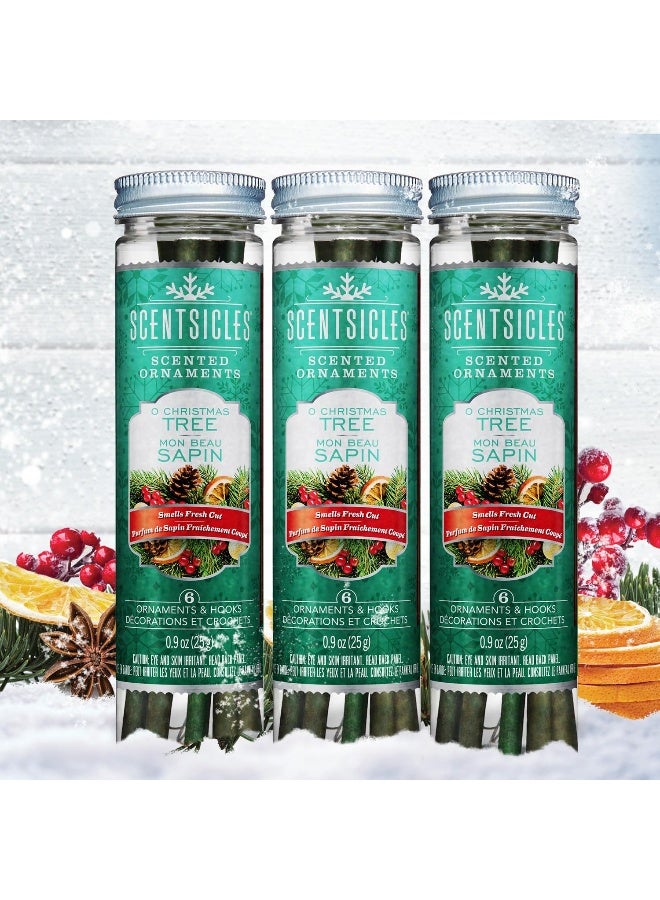 Scentsicles O Christmas Tree Scented Christmas Ornaments with Hooks - 3 Bottles (18 Sticks Total) - Image 2