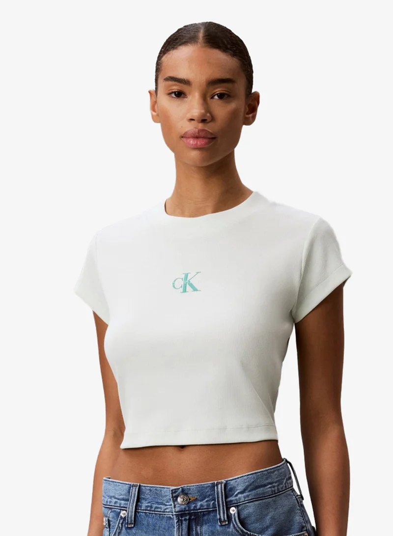 Graphic Ribbed Crew Neck T-Shirt