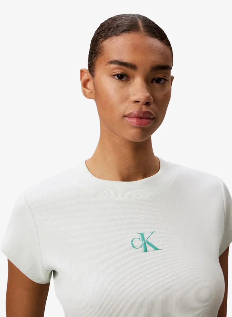 Calvin Klein Jeans  Graphic Ribbed Crew Neck T-Shirt for Women | Best Price UAE