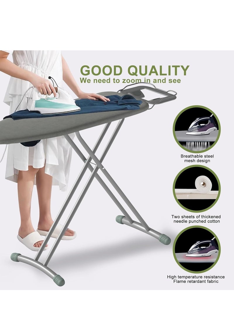 MarlaMall Ironing Board 110x33cm, Folding Ironing Stand with Jumbo Iron Rest, Heavy Sturdy Metal Frame Legs Iron Stand, Ironing Board Adjustable Height for Home Laundry Room or Dorm Use - Image 4