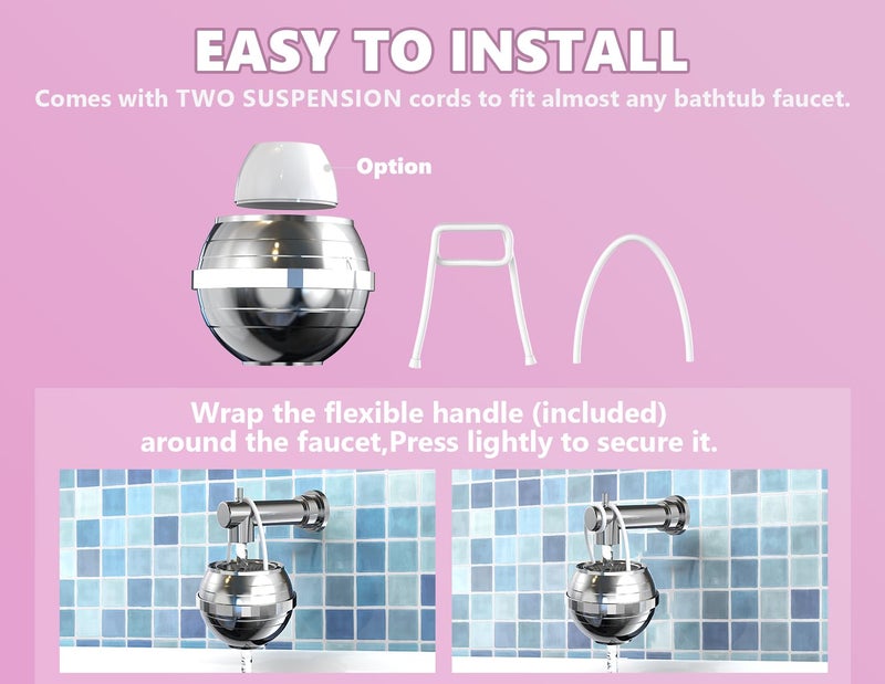 SHLLKTTRY Bathtub Water Filter For Tub With Overflow 2 500 Gallons Of Filtration 8 Stages Bath Filter Remove Contaminants Chlorineand Fluoride Hardwater Softener Bpa Free(Upgrade Version) Chrome - Image 3