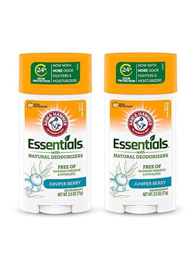 ARM & HAMMER Essentials Deodorant- Clean Juniper Berry- Wide Stick- Made with Natural Deodorizers- Free From Aluminum, Parabens & Phthalates, 2.5 oz (Pack of 2) - Image 1