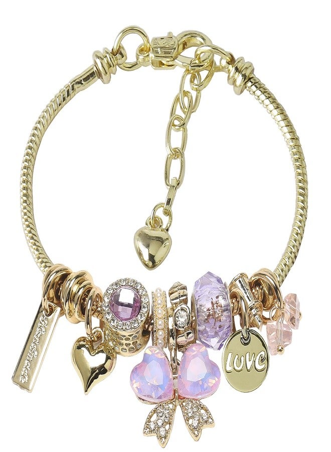 دي أس أساور DS Charm للفتيات المراهقات سوار صداقة لطيف ورائع من الرسوم الكرتونية باللون الذهبي من الفولاذ المقاوم للصدأ صندوق هدايا عيد الميلاد قابل للتعديل للفتيات الصغيرات مجوهرات للأطفال هدايا العطلات (GOLD-6) - Image 1