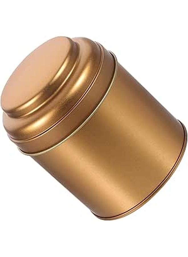 Airtight Metal Tea Storage Canister Double Layer Lid Dark Gold 75x90mm for Loose Leaf Tea - Image 1