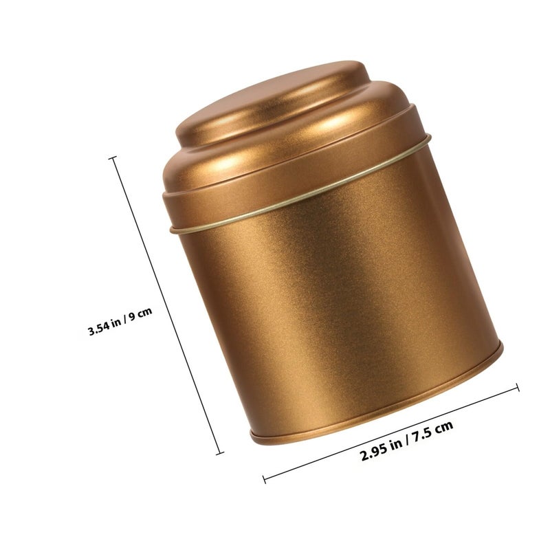 Airtight Metal Tea Storage Canister Double Layer Lid Dark Gold 75x90mm for Loose Leaf Tea - Image 3