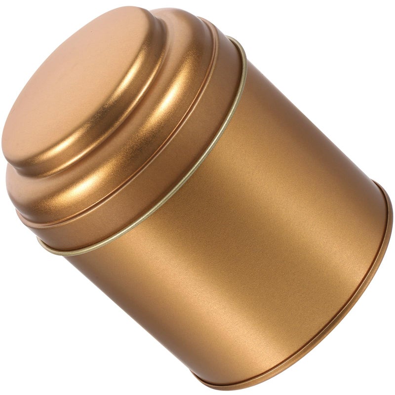 Airtight Metal Tea Storage Canister Double Layer Lid Dark Gold 75x90mm for Loose Leaf Tea - Image 2