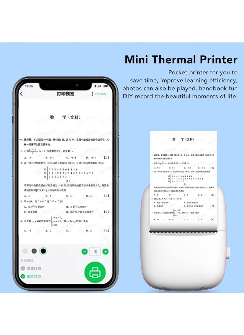 Generic - Resolution Thermal Printer USB Charging Black Mini Photo Printer with Printing Paper, Lithium Battery, for DIY Record and Girlfriends, ABS Material - Image 1