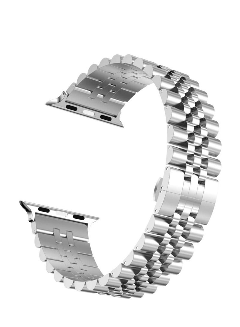 ELTRAZONE Compatible with Apple Watch Band 41mm 40mm 38mm, Stainless Steel Heavy Band with Butterfly Folding Clasp Link Bracelet for iWatch Series8/7/6/ SE Series 5/4/3/Men Women, - Image 2