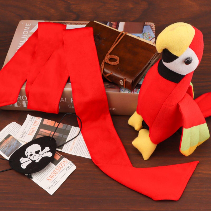 Chanaco Pirate Costume Accessories Women Men 3Pcs Pirate Headband Parrot Eye Patch Outfit for Halloween Cosplay Party - Image 2