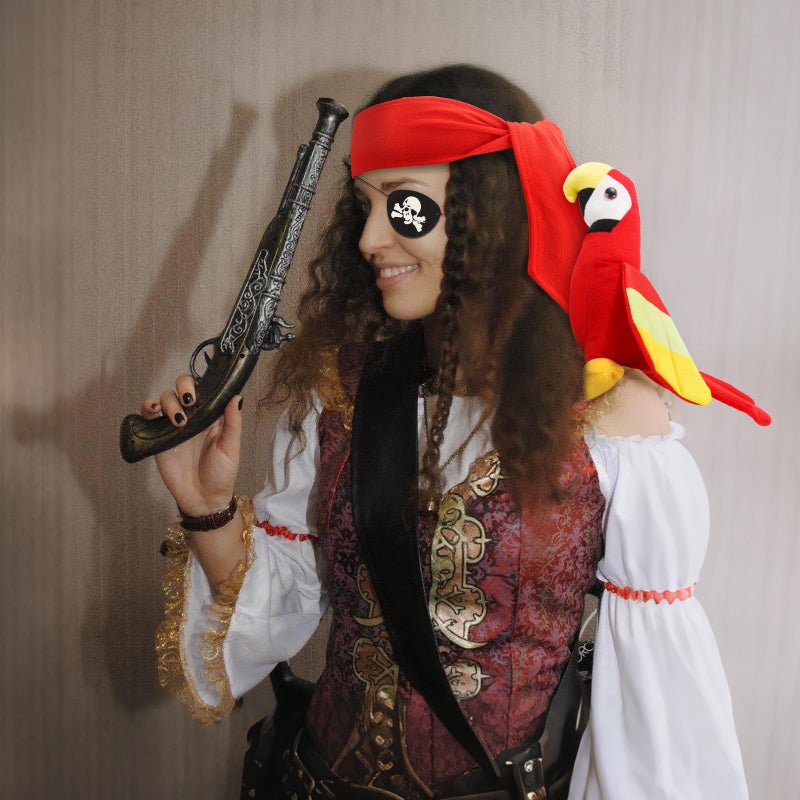 Chanaco Pirate Costume Accessories Women Men 3Pcs Pirate Headband Parrot Eye Patch Outfit for Halloween Cosplay Party - Image 4
