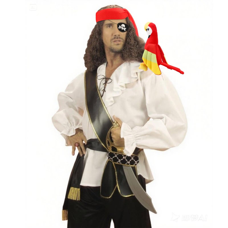 Chanaco Pirate Costume Accessories Women Men 3Pcs Pirate Headband Parrot Eye Patch Outfit for Halloween Cosplay Party - Image 5
