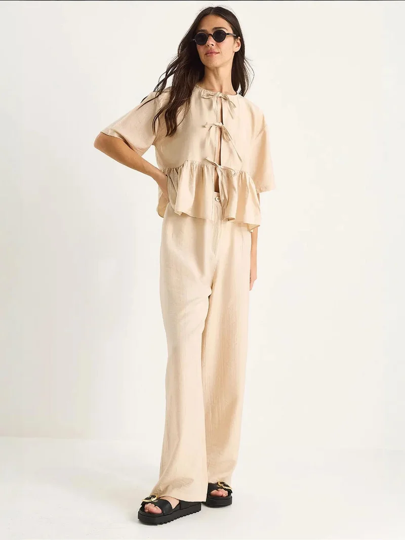 LUCCI Textured Two-Piece Coord Set with Ruffle Detail