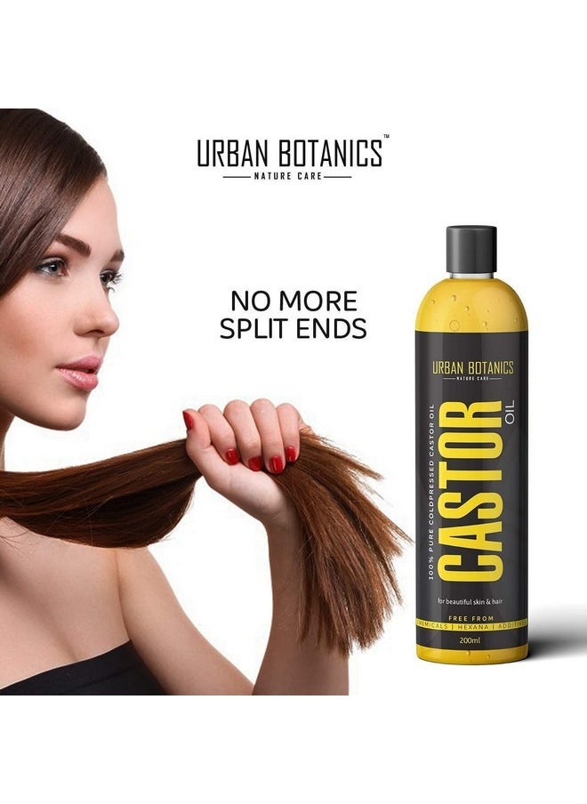 UrbanBotanics - Cold Pressed Castor Oil for Hair Growth Skin Care Moisturising Dry Skin Nails Eyelash Virgin Grade 200ml - Image 1