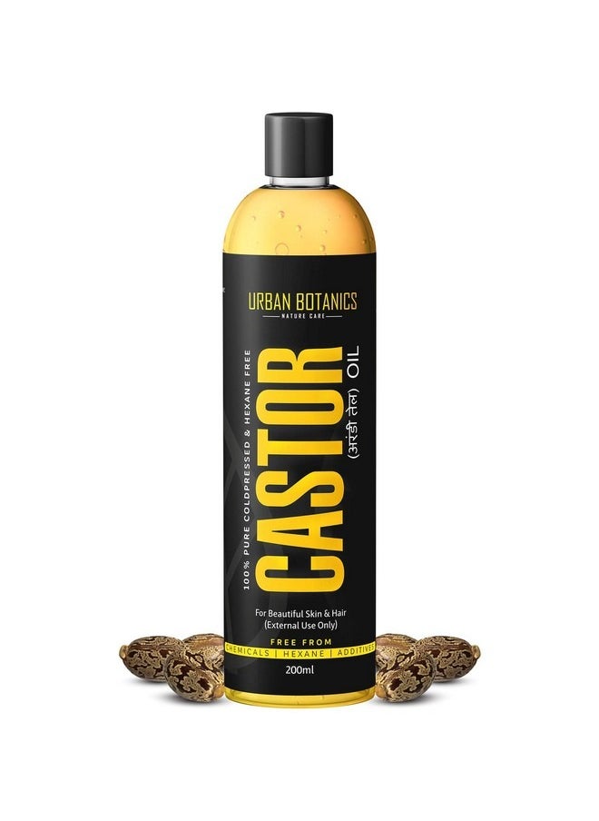 UrbanBotanics - Cold Pressed Castor Oil for Hair Growth Skin Care Moisturising Dry Skin Nails Eyelash Virgin Grade 200ml - Image 1