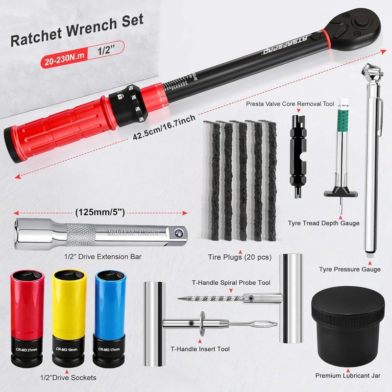 ATsafepro 1/2'' 20-230NM Torque Wrench Set with Accessories - Image 2