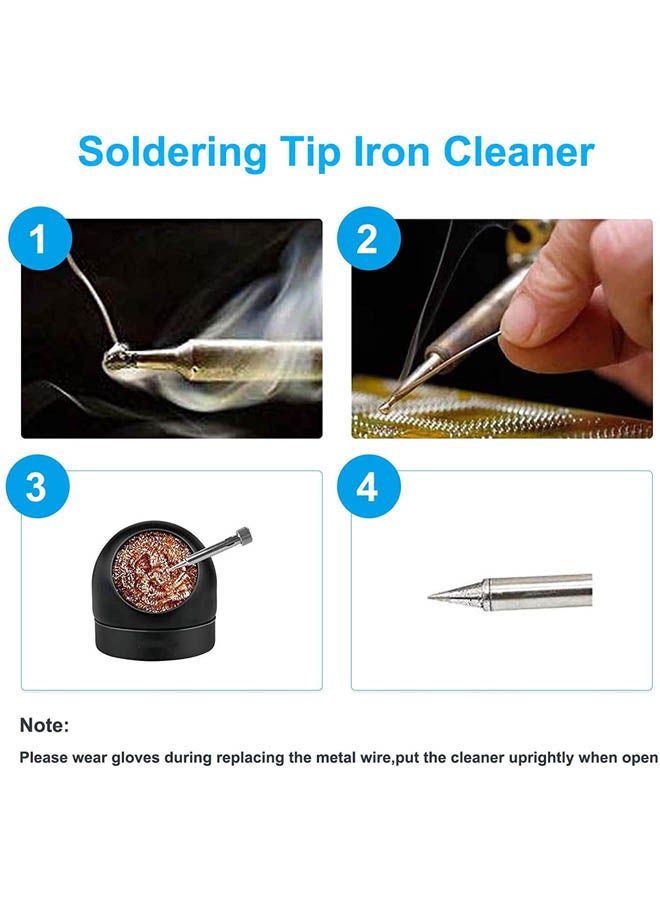 Soldering Iron Tip Cleaner Steel Cleaning Wire Ball Holder Kit  - Image 2