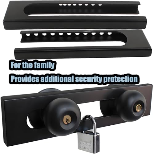 TEMEILI Double Door Locking Device French Door Lock Security Barricade Keyed Extra Door Lock for Doors with Double HandlesKnobsLevers All Metal Construction Safety UShaped Bar Prevent Kick Ins - Image 3