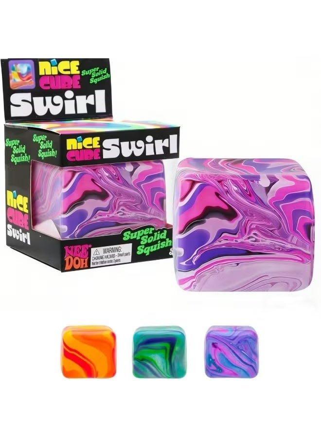 Swirl Marble Stress Cube Squishy Toys (Purple) - Super Solid Squish Fidget Cubes for Anxiety Relief, Colorful Sensory Stress Balls for Kids & Adults, Perfect for Office, School & Travel - Image 1