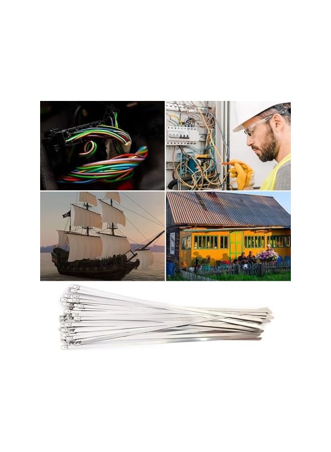 S-TOP Stainless Steel Zip Ties Exhaust Wrap Coated Locking, Metal Cable Zip Ties for Computer Wire Harness, Automotive Parts and more 100Pcs 13.7 Inches - Image 3