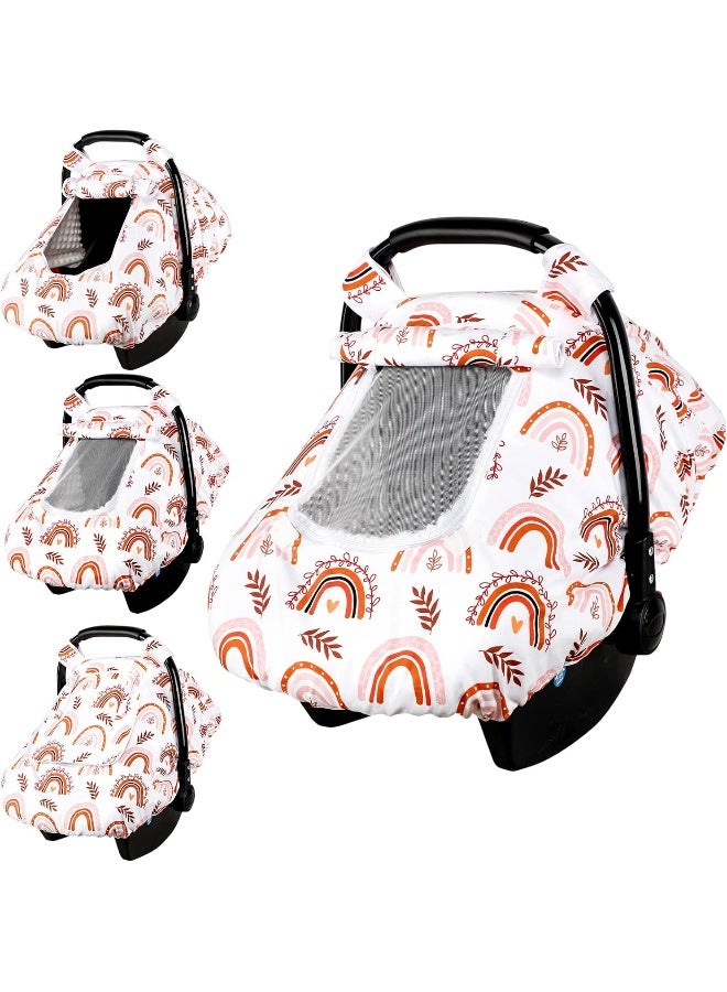 Pea Pod Baby Car seat Cover Girls Infant Stretchy Rainbow Car Seat Covers Canopy for Newborn - Image 1
