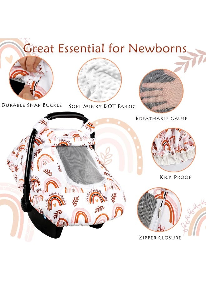 Pea Pod Baby Car seat Cover Girls Infant Stretchy Rainbow Car Seat Covers Canopy for Newborn - Image 2