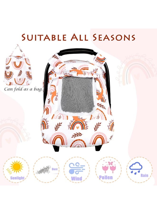 Pea Pod Baby Car seat Cover Girls Infant Stretchy Rainbow Car Seat Covers Canopy for Newborn - Image 4