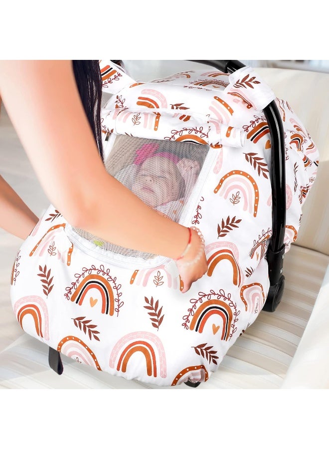 Pea Pod Baby Car seat Cover Girls Infant Stretchy Rainbow Car Seat Covers Canopy for Newborn - Image 5