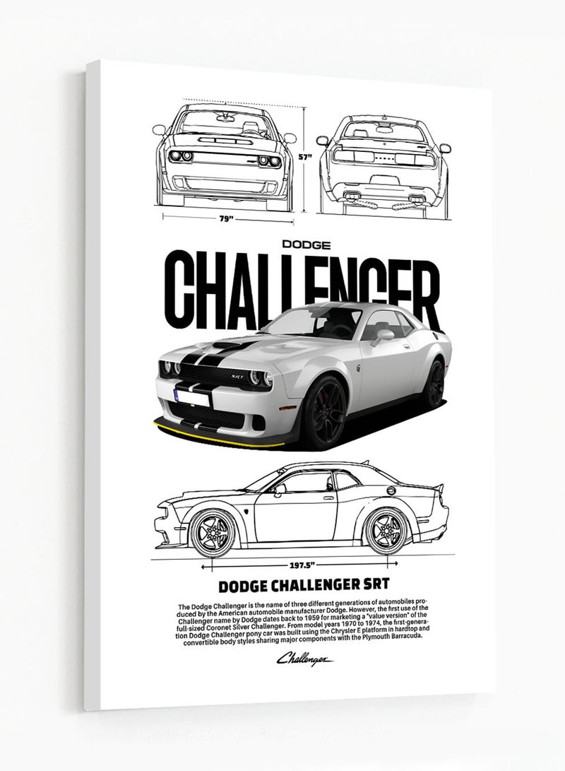 لوحة كانفاس على إطار خشبي بتصميم سيارة رياضية دودج - Image 5