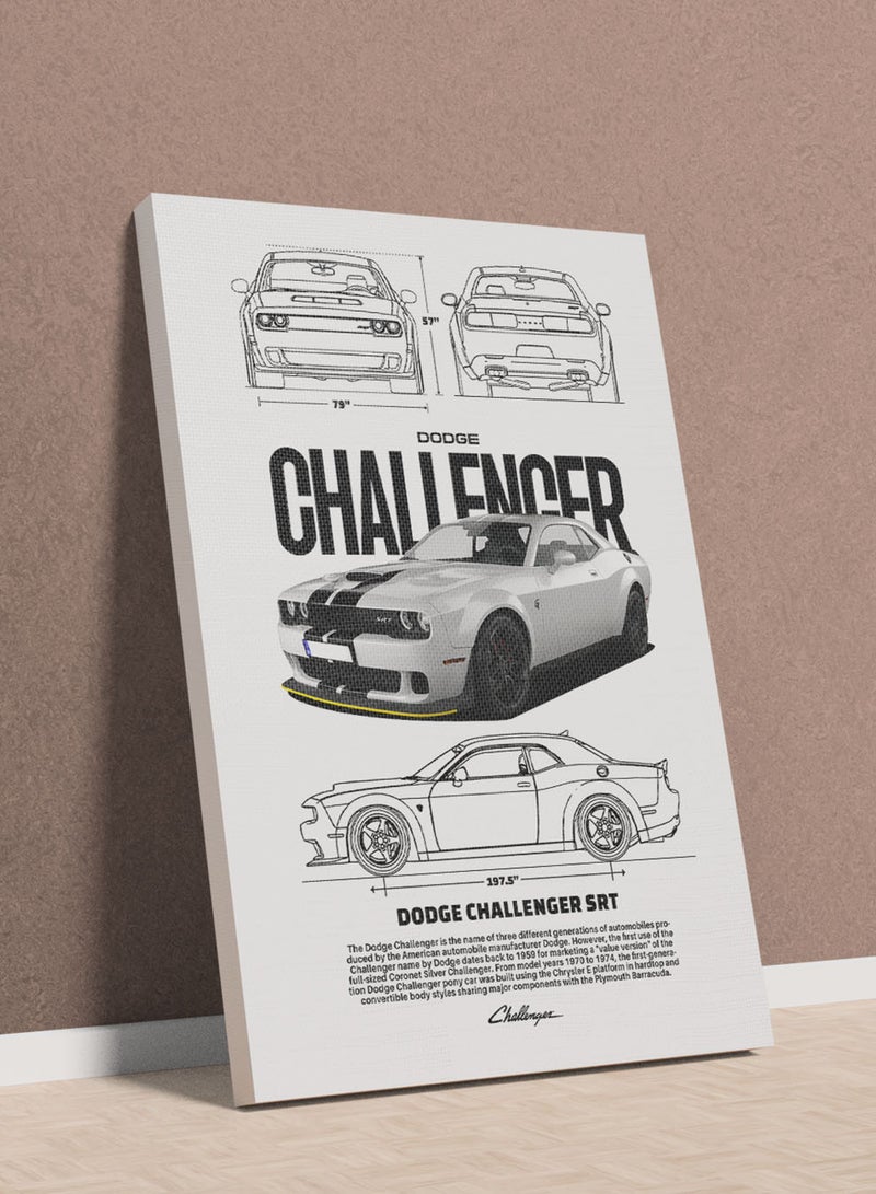 لوحة كانفاس على إطار خشبي بتصميم سيارة رياضية دودج - Image 1