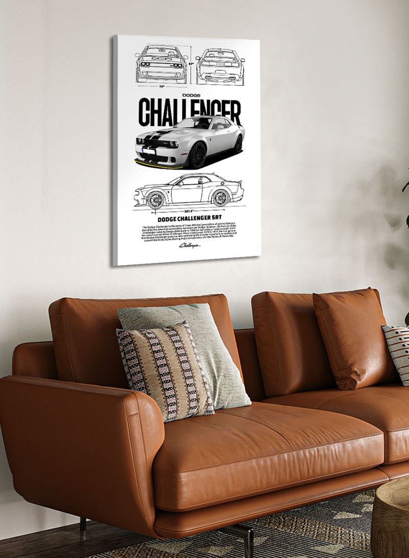 لوحة كانفاس على إطار خشبي بتصميم سيارة رياضية دودج - Image 3